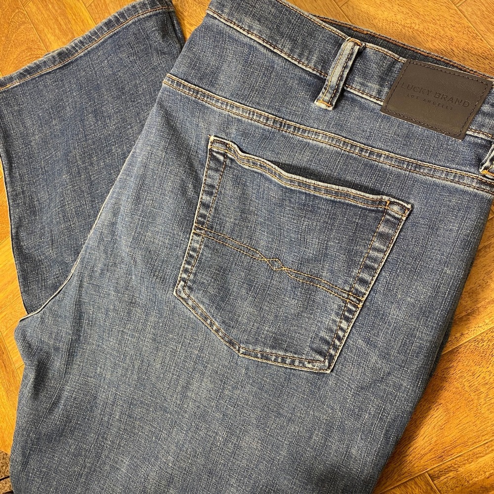Lucky Brand 181 Mens 48x30 Relaxed Straight Jeans Medium Wash Blue